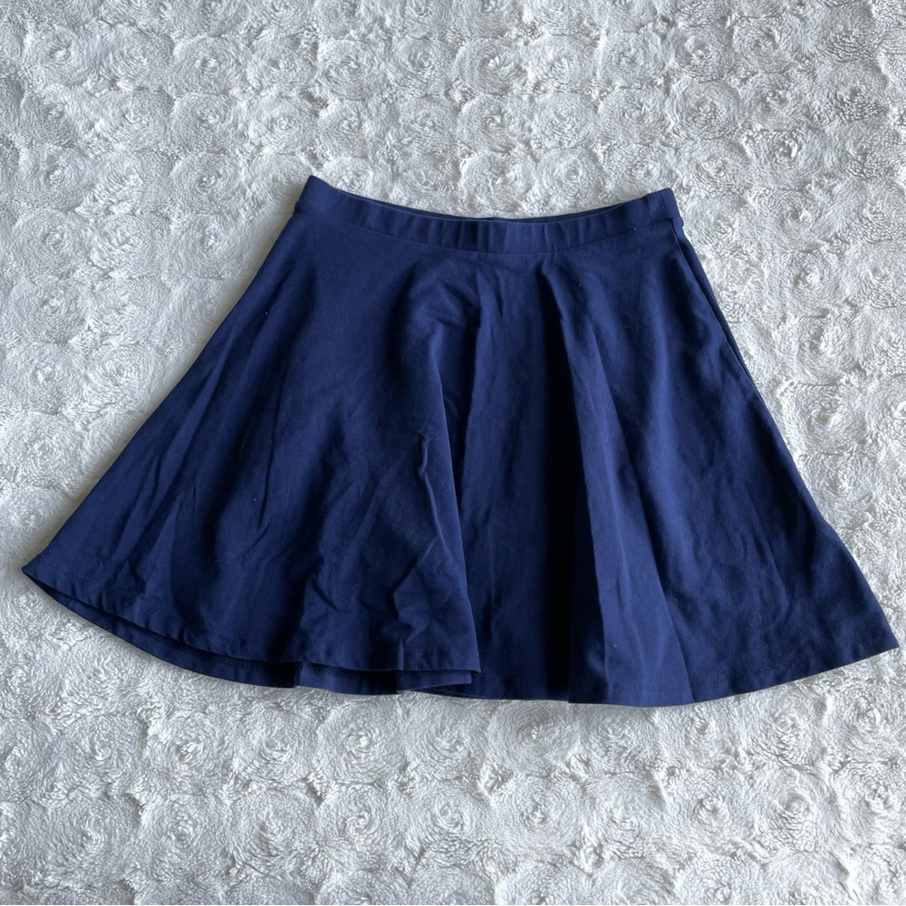 Forever 21 Skirt Womens Medium Navy Elastic Waist Solid School Casual Flared Y2K